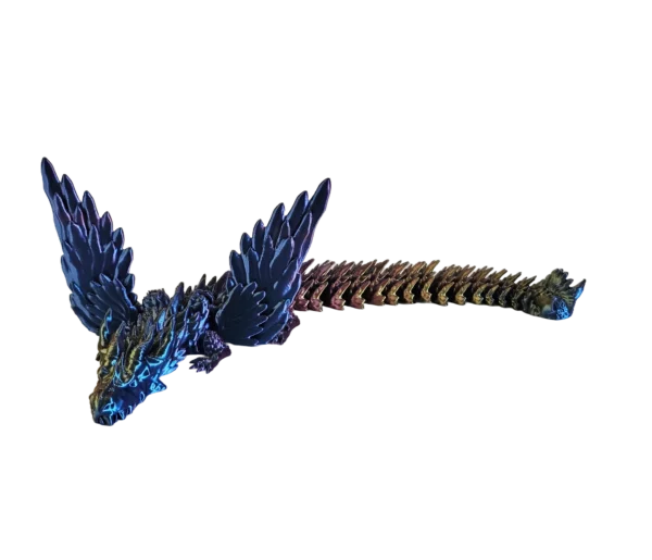 Dragon à ailes articulé bleu